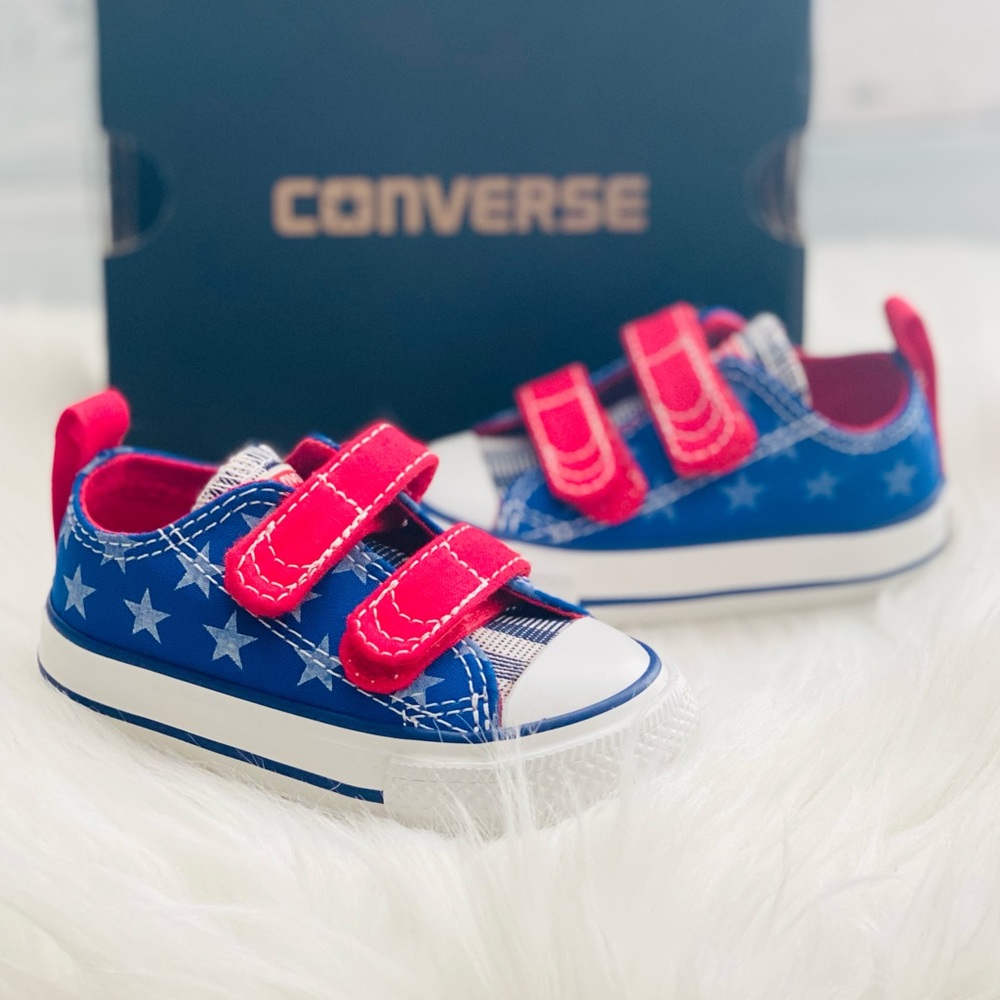 Baby Converse Radio Blue/Red Star Sneakers - Picture 1 of 7